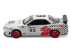 Nissan Skyline GT R R34 RHD Right Hand Drive #65 Black Crow White with Black Pinstripes Singapore Diecast Expo 2025 Event Edition 1/64 Diecast Model Car Inno Models IN64-R34-BC-SGDE25