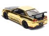 Nissan Skyline GT R R34 Top Secret RHD Right Hand Drive Gold Chrome with Carbon Hood GTSHOW 2025 VIP Limited Edition 1/64 Diecast Model Car Inno Models IN64-R34TS-GTSHOW25VIP