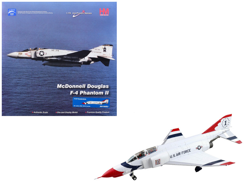 McDonnell Douglas F-4E Phantom II Fighter-Bomber Aircraft Thunderbirds No.1 Plane 1973/74 Season United States Air Force Air Power Series 1/72 Diecast Model Hobby Master HA19083