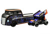 World Of Outlaws 2026 Winged Sprint Car #26 Black with Stripes and Custom Hauler Black with Graphics 1/64 Diecast Model Cars ACME SC64009