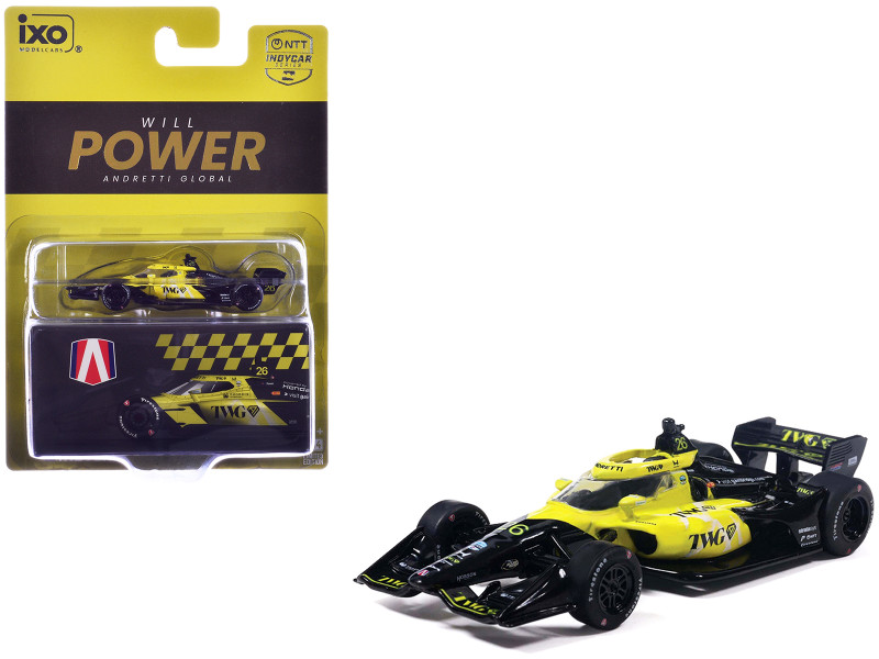 Dallara IndyCar #26 Will Power TWG Andretti Global Road Course Configuration NTT IndyCar Series 2026 1/64 Diecast Model Car IXO Models IND64038