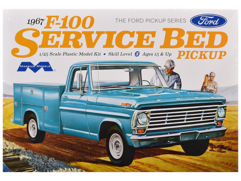 Skill 3 Model Kit 1967 Ford F100 Service Bed Pickup Truck 1/25 Scale Model Moebius MOE-1239
