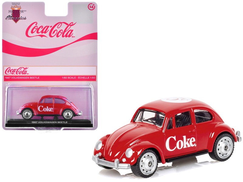 1967 Volkswagen Beetle Coca-Cola Red 1/50 Diecast Model Motorcity Classics 450027
