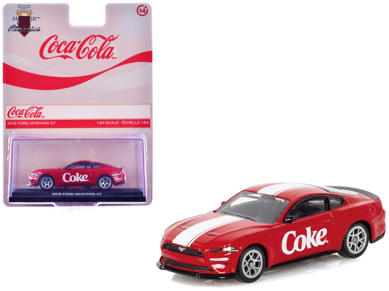 2018 Ford Mustang GT Coca-Cola Red with White Stripes 1/64 Diecast Model Motorcity Classics 450030