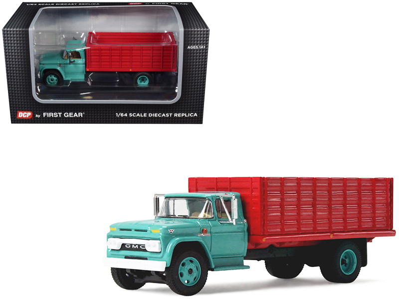 GMC 4000 Grain Truck Turquoise with Red Container 1/64 Diecast Model DCP/First Gear 60-2260