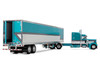 Peterbilt 379 with 63" Mid-Roof Sleeper and 53' Utility Trailer with Reefer Tway Rose Transport Teal and White with Stripes Big Rigs Series II #5 1/64 Diecast Model DCP/First Gear 69-2270