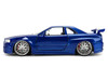 Brian's Nissan Skyline GT-R (R34) RHD Right Hand Drive Blue Color Brush Finish 25 Years of Fast & Furious Anniversary 2 Fast 2 Furious 2003 Movie Fast & Furious 1/24 Diecast Model Car Jada 37704