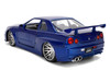 Brian's Nissan Skyline GT-R (R34) RHD Right Hand Drive Blue Color Brush Finish 25 Years of Fast & Furious Anniversary 2 Fast 2 Furious 2003 Movie Fast & Furious 1/24 Diecast Model Car Jada 37704