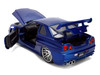 Brian's Nissan Skyline GT-R (R34) RHD Right Hand Drive Blue Color Brush Finish 25 Years of Fast & Furious Anniversary 2 Fast 2 Furious 2003 Movie Fast & Furious 1/24 Diecast Model Car Jada 37704