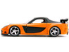 Han's Mazda RX-7 RHD Right Hand Drive Orange Metallic and Black 25 Years of Fast & Furious The Fast and the Furious: Tokyo Drift 2006 Movie Fast & Furious Series 1/32 Diecast Model Car Jada 30736-25TH