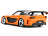Han's Mazda RX-7 RHD Right Hand Drive Orange Metallic and Black 25 Years of Fast & Furious The Fast and the Furious: Tokyo Drift 2006 Movie Fast & Furious Series 1/32 Diecast Model Car Jada 30736-25TH