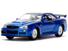 Brian s Nissan Skyline GT R BNR34 Silver with Blue Stripes and Nissan GT R BNR34 Blue Metallic Set of 2 pieces 25 Years of Fast & Furious Series 1/32 Diecast Model Cars Jada 31980-25TH