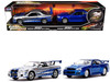 Brian s Nissan Skyline GT R BNR34 Silver with Blue Stripes and Nissan GT R BNR34 Blue Metallic Set of 2 pieces 25 Years of Fast & Furious Series 1/32 Diecast Model Cars Jada 31980-25TH