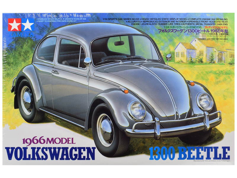 Model Kit 1966 Volkswagen 1300 Beetle 1/24 Scale Model Tamiya TAM-24136