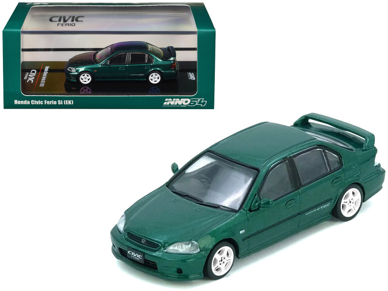 Honda Civic Ferio Si EK RHD Right Hand Drive Green Metallic 1/64 Diecast Model Car Inno Models IN64-EKS-GREEN