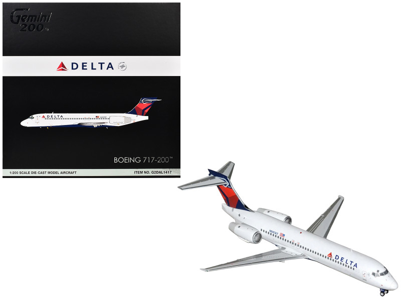 Boeing 717-200 Commercial Aircraft Delta Air Lines N947AT White with Blue and Red Tail Gemini 200 Series 1/200 Diecast Model GeminiJets G2DAL1417