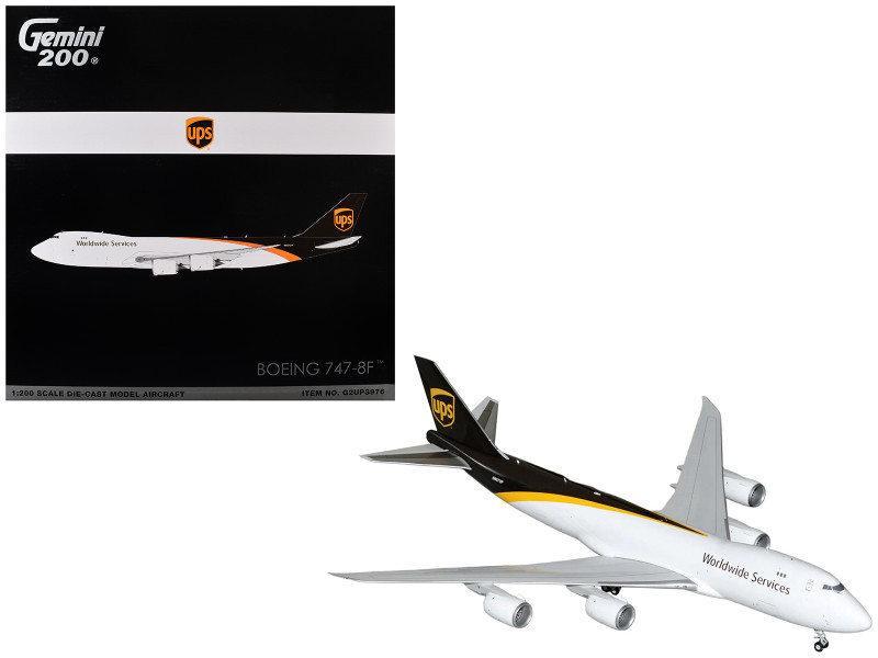 Boeing 747-8F Commercial Aircraft UPS Worldwide Services N607UP White with Brown Tail Gemini 200 Series 1/200 Diecast Model GeminiJets G2UPS976