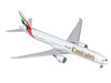 Boeing 777-300ER Commercial Aircraft with Flaps Down Emirates Airlines A6-EQH White with Striped Tail 1/400 Diecast Model GeminiJets GJUAE2318F