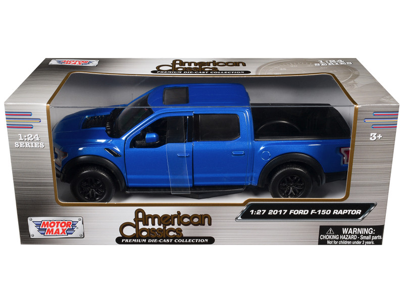 2017 Ford F-150 Raptor Pickup Truck Medium Blue Metallic 1/24-1/27 Diecast Model Car Motormax 79344lbl