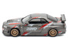 Nissan Skyline GT-R R34 Z-Tune RHD Right Hand Drive Gray Metallic with Graphics Indonesia Diecast Expo 2024 Exclusive Edition 1/64 Diecast Model Car Inno Models IN64-R34ZT-IDE11