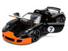 Porsche Carrera GT Convertible #7 Gulf Oil Black with Orange Graphics Hyper-Spec Series 1/24 Diecast Model Car Jada 36487