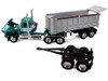 Kenworth W900A Day Cab with 22' Dual End Dump Trailers Turquoise with White Stripes 1/64 Diecast Model by DCP/First Gear 60-2291