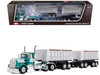 Kenworth W900A Day Cab with 22' Dual End Dump Trailers Turquoise with White Stripes 1/64 Diecast Model by DCP/First Gear 60-2291