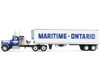 Mack Super-Liner with 36 Vintage Sleeper and 40' Vintage Trailer with Reefer Maritime-Ontario Blue with White Stripes Legacy Series #4 1/64 Diecast Model DCP/First Gear 69-2273