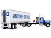 Mack Super-Liner with 36 Vintage Sleeper and 40' Vintage Trailer with Reefer Maritime-Ontario Blue with White Stripes Legacy Series #4 1/64 Diecast Model DCP/First Gear 69-2273