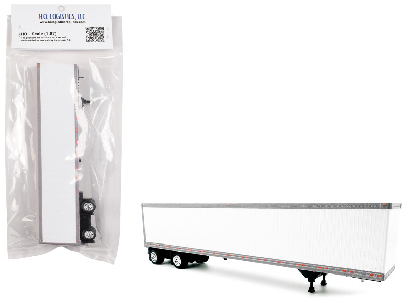 53 Spread Axle Dry Van Trailer White 1/87 (HO) Plastic Model Car HO Logistics HL-169