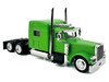 Peterbilt 389 Truck Tractor with Sleeper Cab Lime Green and Low Boy Flatbed Trailer Black Combo Set 1/87 (HO) Plastic Model Car HO Logistics HL-38904-489