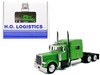 Peterbilt 389 Truck Tractor with Sleeper Cab Lime Green and Low Boy Flatbed Trailer Black Combo Set 1/87 (HO) Plastic Model Car HO Logistics HL-38904-489