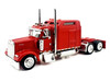 Kenworth W900L Truck Tractor with Sleeper Cab Red and Covered Grain Trailer White with Red Tarp Combo Set 1/87 (HO) Plastic Model Car HO Logistics HL-90008-468