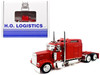 Kenworth W900L Truck Tractor with Sleeper Cab Red and Covered Grain Trailer White with Red Tarp Combo Set 1/87 (HO) Plastic Model Car HO Logistics HL-90008-468