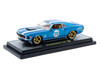 1970 Ford Mustang Sportsroof #70 Blue Metallic with White Stripes Limited Edition to 4050 pieces Worldwide 1/24 Diecast Model Car M2 Machines 40300-142B