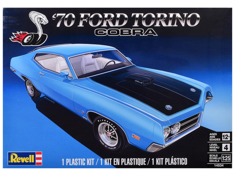 Level 4 Model Kit 1970 Ford Torino Cobra 1/25 Scale Model Revell 14534