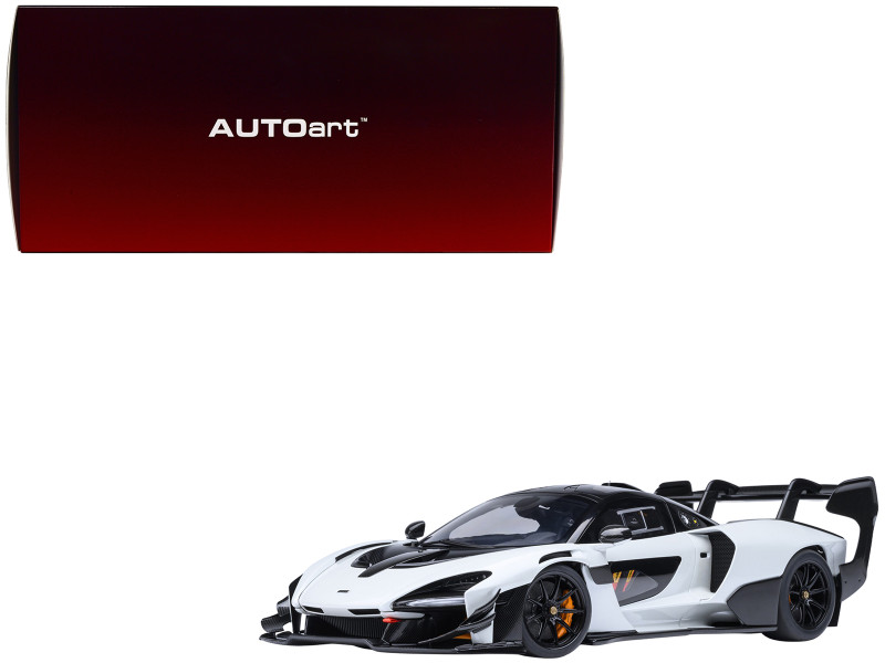McLaren Senna GTR Silica White with Black Top 1/18 Model Car Autoart 81953
