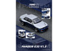 Pandem E30 M3 Silver Metallic and Dark Blue 1/64 Diecast Model Car Inno Models IN64-E30P-SILBLU
