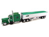 Peterbilt 389 Truck Tractor with Sleeper Cab Cargill Green and Covered Grain Trailer White with Green Tarp Combo Set 1/87 (HO) Plastic Model Car HO Logistics HL-38911-465