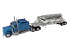 Kenworth W900L Truck Tractor with Sleeper Cab Blue Metallic and Pneumatic Tank Trailer Combo Set 1/87 (HO) Plastic Model Car HO Logistics HL-90006-001