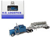 Kenworth W900L Truck Tractor with Sleeper Cab Blue Metallic and Pneumatic Tank Trailer Combo Set 1/87 (HO) Plastic Model Car HO Logistics HL-90006-001