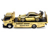 Nissan Pandem Fuso-300 Flatbed Truck RHD Right Hand Drive Gold Chrome and RWB 930 Gold Chrome with Graphics 2 Car Box Set Hobby Expo China 2026 1/64 Diecast Model Car Pop Race PR640477-0489