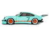 2025 Porsche 911 KS-R by Khyzyl Saleem Blue Racer Light Blue with Orange Stripes 1/18 Diecast Model Car Solido S1810504