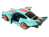 2025 Porsche 911 KS-R by Khyzyl Saleem Blue Racer Light Blue with Orange Stripes 1/18 Diecast Model Car Solido S1810504