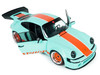 2025 Porsche 911 KS-R by Khyzyl Saleem Blue Racer Light Blue with Orange Stripes 1/18 Diecast Model Car Solido S1810504