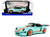 2025 Porsche 911 KS-R by Khyzyl Saleem Blue Racer Light Blue with Orange Stripes 1/18 Diecast Model Car Solido S1810504