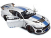 2024 Ford Shelby Mustang Super Snake Gray Metallic with Blue Stripes 1/18 Diecast Model Car Solido S1813803