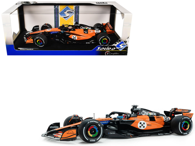 McLaren MCL39 #81 Oscar Piastri OKX 3rd Place Formula One F1 Monaco GP 2025 Competition Series 1/18 Diecast Model Car Solido S1818704