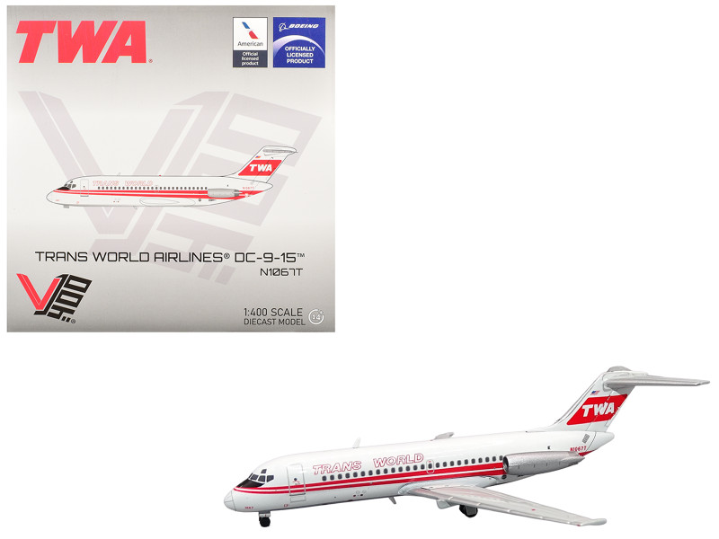 McDonnell Douglas DC-9-15 Commercial Aircraft Trans World Airlines N1067T White with Red Stripes 1/400 Diecast Model V1:400 400009