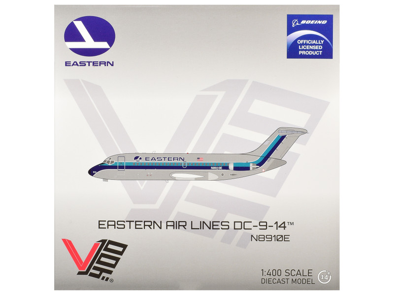 McDonnell Douglas DC-9-14 Commercial Aircraft Eastern Air Lines N8910E Silver with Blue Stripes 1/400 Diecast Model V1:400 400011